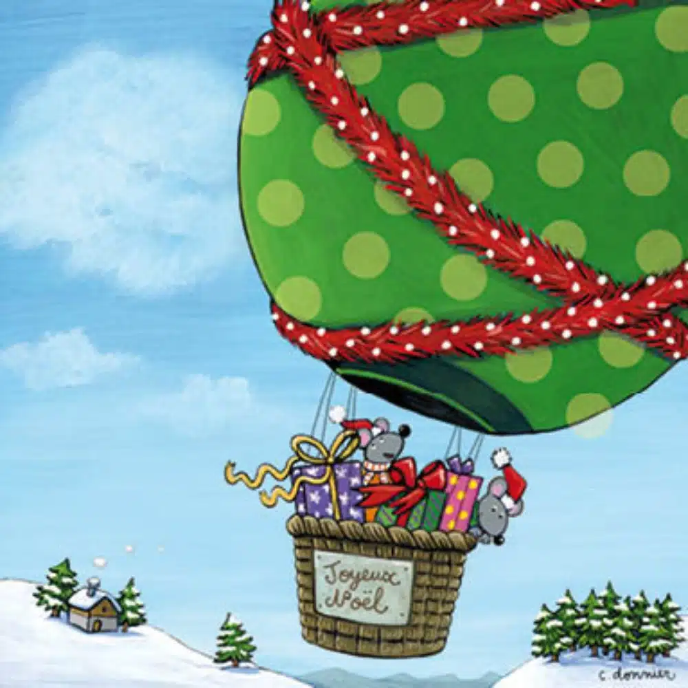 Carte noël montgolfière – Titi Pinson