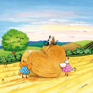 Carte poules botte de paille – Titi Pinson