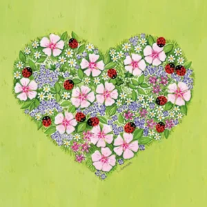 Carte coeur végétal coccinelles – Titi Pinson