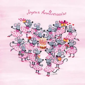 Carte anniversaire coeur souris – Titi Pinson