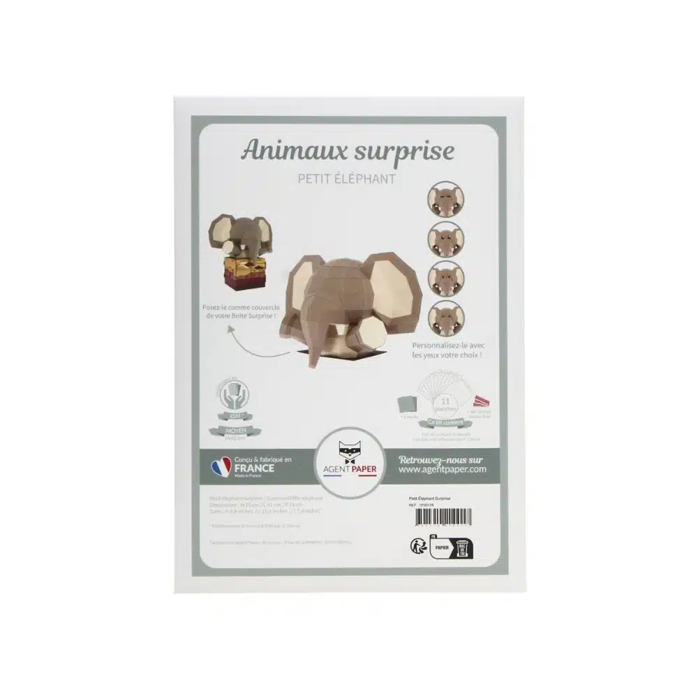 Trophée en papier 3D Animaux surprise Petit éléphant – Agent Paper – Image 5